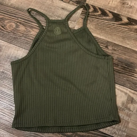 EARTHBOUND Olive Green Ribbed Crop Top - Picture 2 of 4